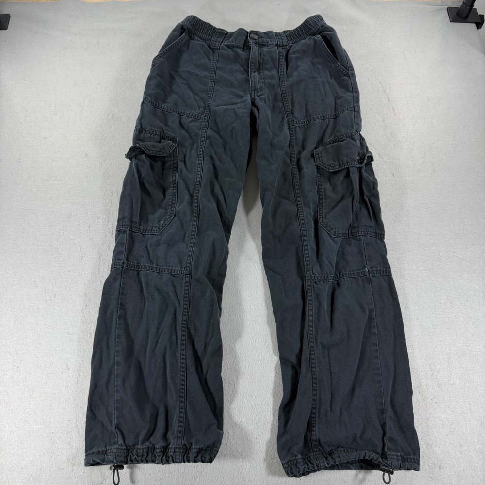 Aeropostale Wide Leg Cargo Pants Black Bungee Hem Utility Womens S